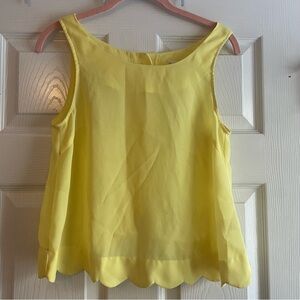 Double Zero Small Yellow Sheer Tank Top Button-Up Back